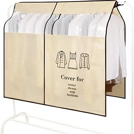 Kleiderschutzhülle, 120 x 120 cm, transparent, staubdicht, für Fenster, Kleidung, Schutzhülle, universell, für Hemden, Anzüge, Mäntel und Kleidung (Beige) (1/5)