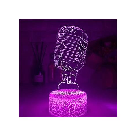 3D-Mikrofon-Nachtlicht-Tischlampe mit optischer Täuschung, 7 wechselnde Farben, LED-Tischlampe für Weihnachten und Zuhause (1/4)