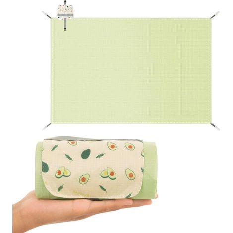 Piccola coperta da picnic impermeabile double-face 150x100 cm  Mini coperta da spiaggia leggera per campeggio e viaggi  Verde avocado (1/5)