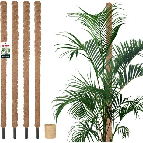 KOTARBAU® 4 pcs Tuteur Plante - Tuteur Coco - ⌀ 3.2 x 150 cm - Fibre de Coco - Tuteurs pour Monstera - Marron - pour Plantes Grimpantes (1/5)
