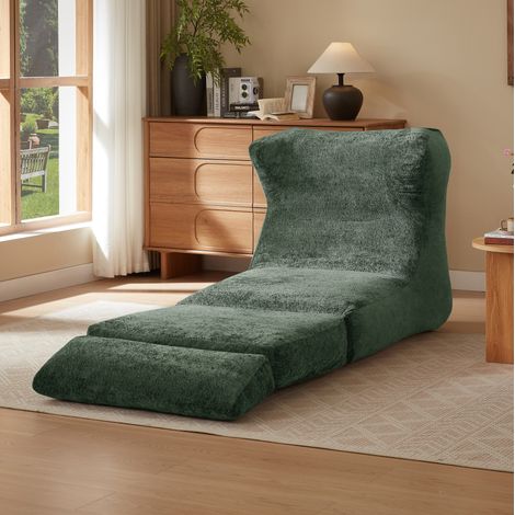 Fauteuil convertible en chaise longue 118 x 90 x 86 cm vert en mousse HAVRYA (1/5)