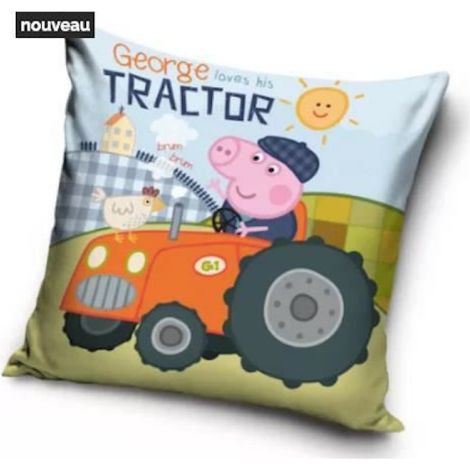 Housse De Coussin - 40x40 Cm - Tracteur And Co - Peppa Pig - Polyester