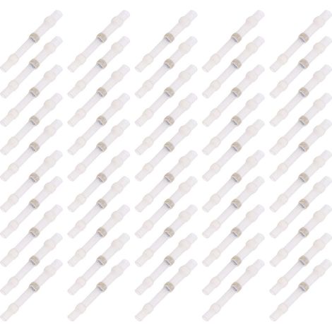 Kit de 50 gaines thermorétractables avec connecteurs à souder, raccords de fils étanches, bornes à fusion chaude (SSTS11 Blanc) (1/5)
