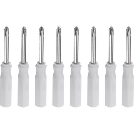 8Pcs Tournevis Phillips Mini Ph1 2,5mm Tête Croisée 45mm Blanc (1/5)
