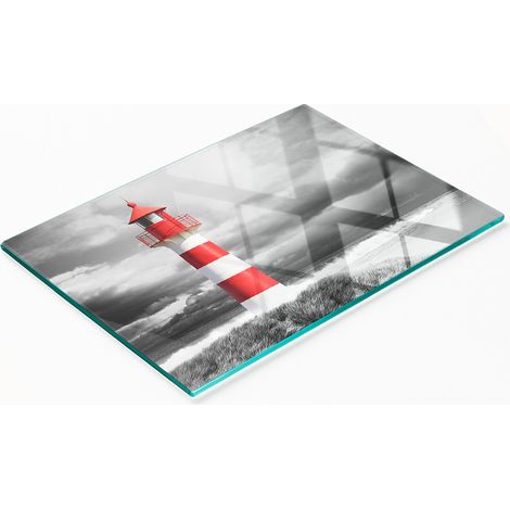 Planche décorative multifonctionnelle en verre pour cuisine, motif phare, 80 x 52 cm (1/5)