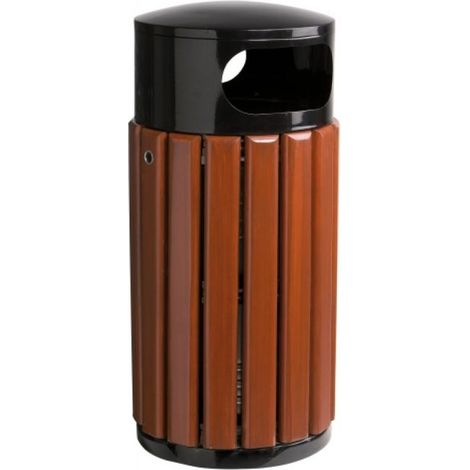 Corbeille extérieure bois métal 60 litres à poser Zeno coloris Bois/Bleu outremer - ROSSIGNOL (1/5)