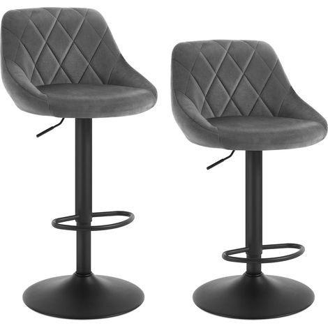 WOLTU bar stools Bar chairs Breakfast Dining stools 2 pcs Velvet Exterior Dark Grey (1/5)