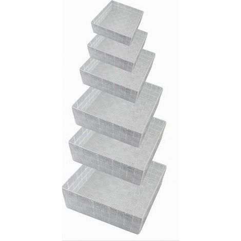 Trade Shop - 6 PZ SCATOLA IN TESSUT CONTENITORI ORGANIZER BAGNO ARMADIO GRIGIO CHIARO 79072 -