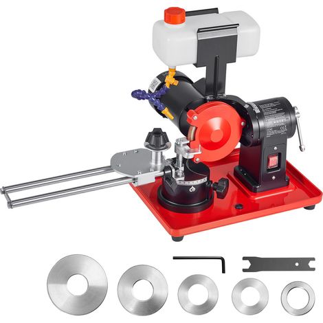 Affûteuse de lames de scie circulaire avec réservoir d'eau, 370W 2890tr/min, meule 125mm, compatible lames Ø80-700mm. (1/5)