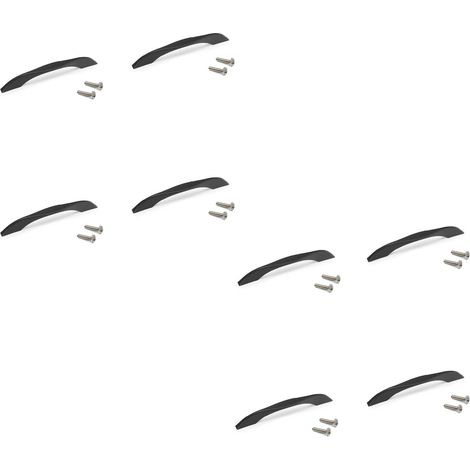 Emuca Lote de 8 tiradores para mueble Varna, L181mm, intereje 160mm, Zamak, Pintado negro - (1/5)