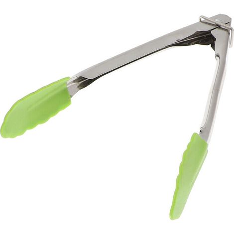 Pince à nourriture en acier inoxydable en silicone pince à salade pince à steak verte (1/5)