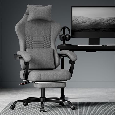 Sedia gaming ergonomica reclinabile in tessuto OKMYHOME (1/4)
