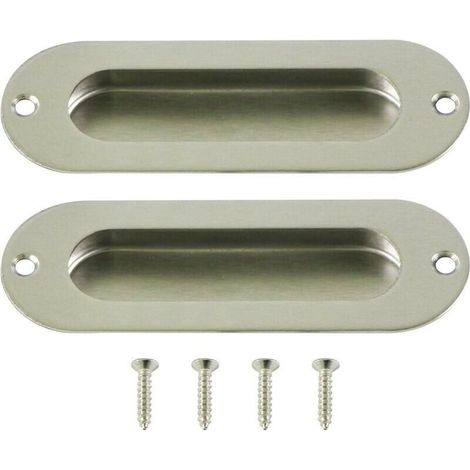 Juego de 2 tiradores empotrables para puertas correderas en acero inoxidable (1/4)