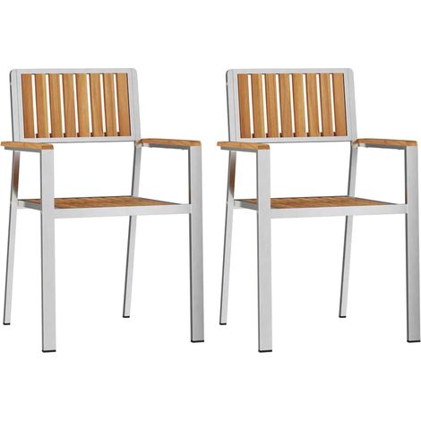 Lot de 2 Chaise de jardin，Chaise d'extérieur Marron 56 x 54.5 x 87 cm Teck massif CFW8167246 (1/5)