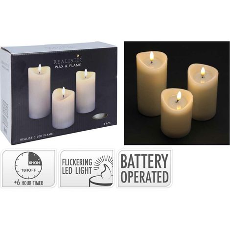 Set di 3 candele a LED in cera (1/3)