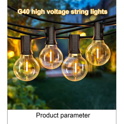 Guirlande Lumineuse Exterieure Solaire, 7.62M Blanc Chaud Guirlande Solaire Exterieur Avec 25+1 G40 Incassable Ampoule, Étanche Guirlande Guinguette Solaire Pour Jardin Fête Balcon (1/5)