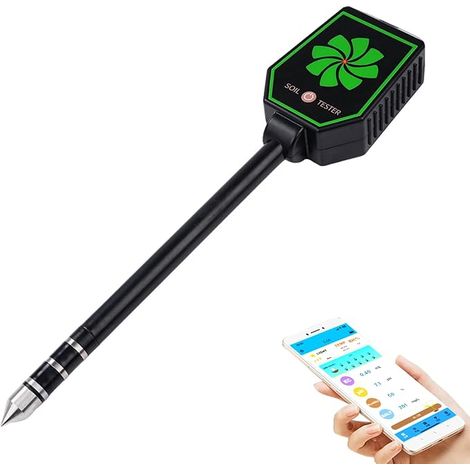 Misuratore di pH del terreno 8 in 1, misuratore di umidità delle piante, igrometro per piante, pH/EC/salinità/fertilità/temperatura dell'aria/temperatura del terreno/luce/umidità del terreno. Si conne (1/5)