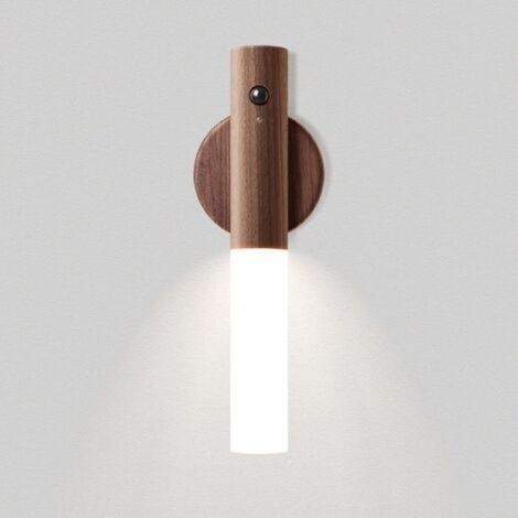 Applique murale intérieure en bois LED rechargeable – Détection infrarouge – Lumière chaude 2700K – Installation facile avec aimant – Pour escaliers et couloirs (1/5)