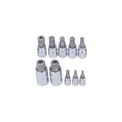 Coffret de 10 douilles à triple cannelure carrée M4 à M18 (entraînements 1/4", 3/8" et 1/2") avec embouts CR-V et boîte de rangement (1/5)