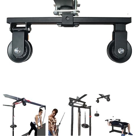 Sistema de poleas de cremallera, poleas giratorias dobles, con discos de peso, NEGRO (1/2)