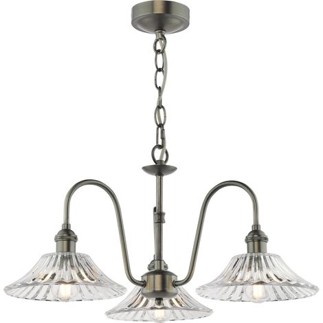 Dar Hadano Suspension Hadano à 3 lumières, chrome antique et verre (1/4)