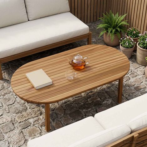 vidaXL Table Top 110 x 55 x 3.5 cm Oval Solid Teak Wood Natural (1/5)
