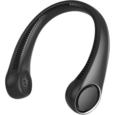 LAN Tragbarer Nackenventilator, freihändig, ohne Rotorblätter, 360°-Kühlung, leise, für den Innen- und Außenbereich, 4000 mAh Akku, USB-aufladbar, 3 Geschwindigkeitsstufen (Schwarz) (1/5)