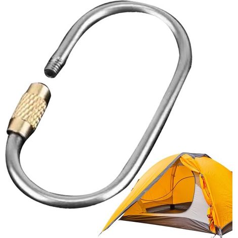 Juego de 2 mosquetones con cierre de seguridad, aleación de titanio 4,8 x 2,5 x 0,3 cm, Mosquetones, Con cierre, llaveros, camping, etc