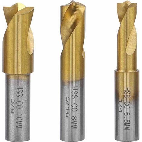 3 Stück Schweißpunktbohrer Schweißpunktbohrer 6,5 mm/8 mm/10 mm HSS CO Punktschweißbohrset zum Entfernen von Blechschweißverbindungen