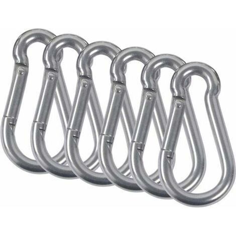 Support et fixation pour hamacM5 Mousquetons Acier Inoxydable 304 Mousqueton Pompier Ressort Avec Mousqueton De Fixation Pour Camping Randonnée Hamac Balancoire 6Pcs (1/3)
