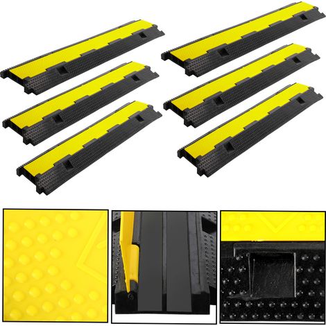 SWANEW 6 pièces Rampe Protection Câble pont de câble rampe d'accès en caoutchouc 2 canaux canal de câble protection de câble (1/5)