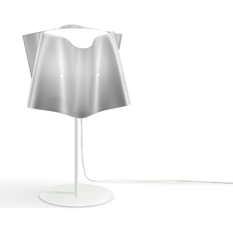 Lampada da tavolo con base e stelo metallo FOLIO paralume Argento diametro 25x h37 cm (1/2)