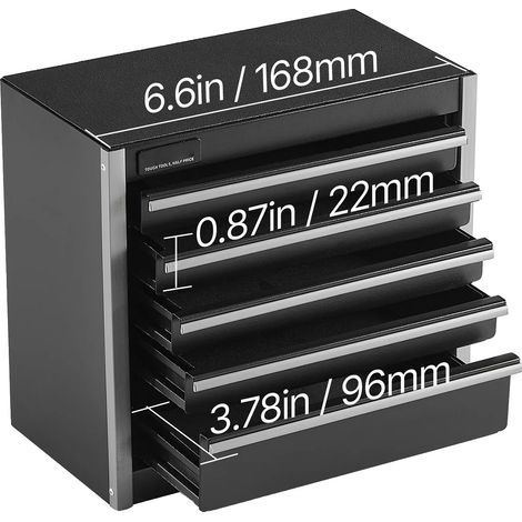 Caja de herramientas metálica, 5 cajones, construcción de acero resistente. (1/2)