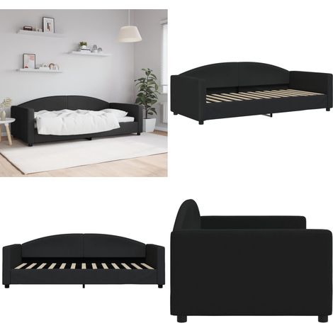 Tagesbett Schwarz 90x200 cm Stoff - Schlafsofa - Sofa (1/5)