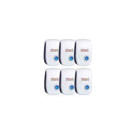 Repelente ultrasónico, paquete de 6 unidades. Repelente ultrasónico para ratones, eficaz contra ratones, ratas, moscas, mosquitos, plagas, arañas y cucarachas. Seguro y no tóxico.