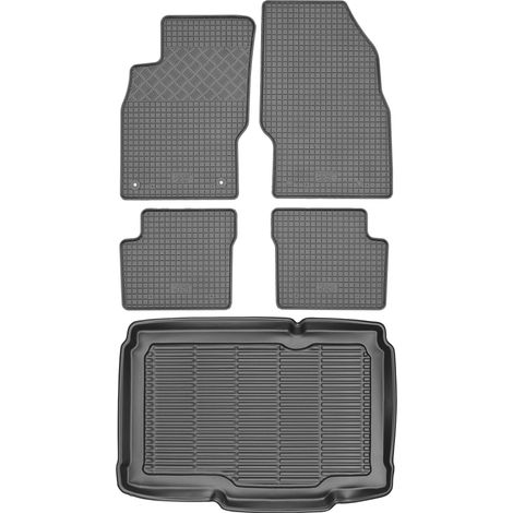 Set di tappetini in gomma per auto e tappetino per bagagliaio per Opel Corsa D Hatchback dal 2007 al 2014.