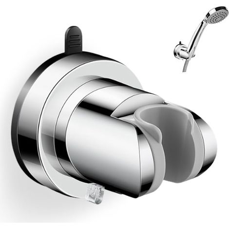 Argent，Support de Pommeau de Douche Ventouse,Fixation Pommeau de Douche Sans Percage,Porte Douchette Mural Universel,Support Douchette Salle de Bain,Shower Head Holder pour Fixer et Régler - (1/5)