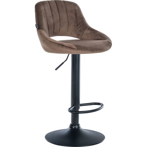 Sgabello da bar regolabile in altezza x1 in velluto marrone con schienale traforato e base in metallo nero 100005735