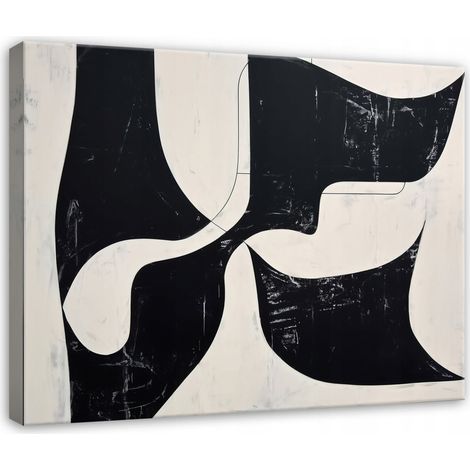 Peinture abstraite noir beige gris pour chambre salon sur toile 40x30 (1/3)