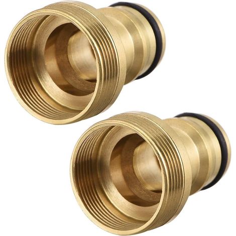 Raccord de robinet en 2 parties avec prise d eau pour tuyau d arrosage couleur dorée diamètre intérieur 21 à 22 mm et diamètre extérieur 23 à 24 mm pour raccordement rapide (1/5)