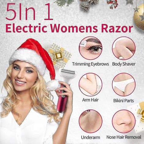 Rasoir électrique pour femmes, rasoir 5 en 1 pour femmes, tondeuse bikini électrique, épilation des poils pubiens, utilisable sur peau sèche ou humide, rasage indolore pour les jambes, les aisselles, (1/4)