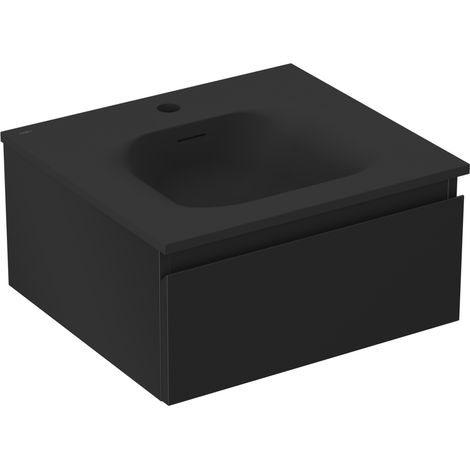 Mexen Orio Badezimmerschrank 50 cm mit Waschbecken Vela, 1 Schublade, schwarz matt - 91A10-05023-1-BF71-W23M71 (1/5)