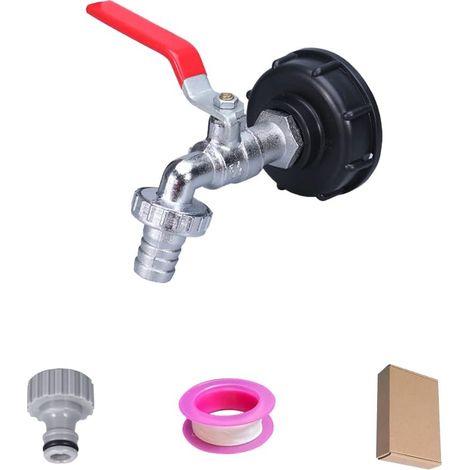 Valigetta IBC S60X6 con adattatore in ottone, rubinetto a filettatura grossa da 1/2", tubo da giardino/rubinetto in ottone S606 a 4 punti da 1/2"