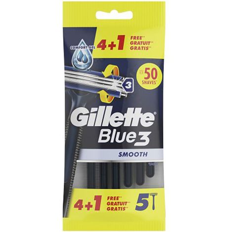 Einweg-Rasierer Blau 3 Glatt, Packung mit 4 + 1
