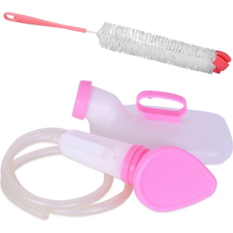 Orinatoio medicale per pazienti allettati – Bottiglia per la raccolta delle urine con spazzolino per la pulizia integrato, capacità 1000 ml, plastica rigida senza BPA