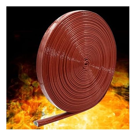 Fibre de verre Silicone Protection contre la chaleur Manche Haute Température Résistant au feu pour câble de tuyau 25mm (1/5)