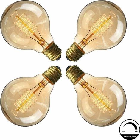 E27 Bulb, Antique Retro Lamp Wire 220-240V Large Bulb 40W Edison Globe G80 Filament Bulb Warm White 4 Pack (1/5)
