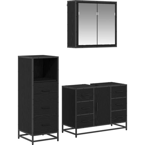Maison Exclusive - Badezimmermöbel-Set 3 pcs Schwarz Eichen-Optik