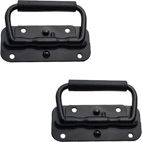 Poignée de Flight Case 2 Pièces Poignée de Boîte à Ressort Poignée de Caisse Pliable Poignée à Ressort de Boîte à Outils Poignée Pliable à Ressort Poignée Caisse Noir (100mm) (1/5)