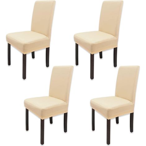 4er Set Stuhlhussen Champagner, abnehmbar, waschbar, elastisch, modern (1/5)